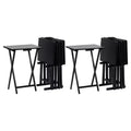 PJ Wood Portable Folding TV Snack Tray Table Desk Stand, Black (10 Piece Set)