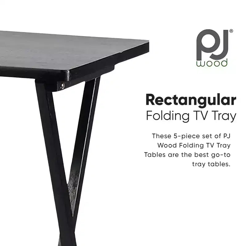Table de plateau de service pliable PJ Wood pour téléviseur, noire (lot de 10)