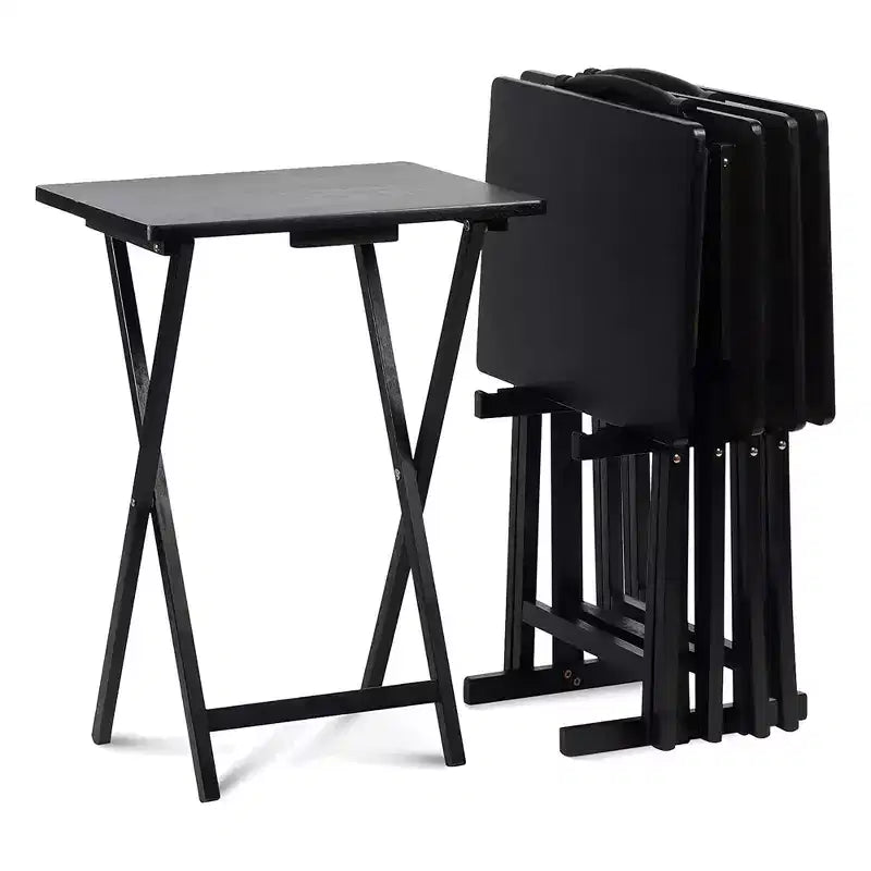 Table de plateau de service pliable PJ Wood pour téléviseur, noire (lot de 10)