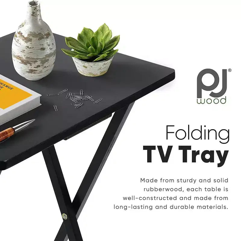 Table de plateau de service pliable PJ Wood pour téléviseur, noire (lot de 10)
