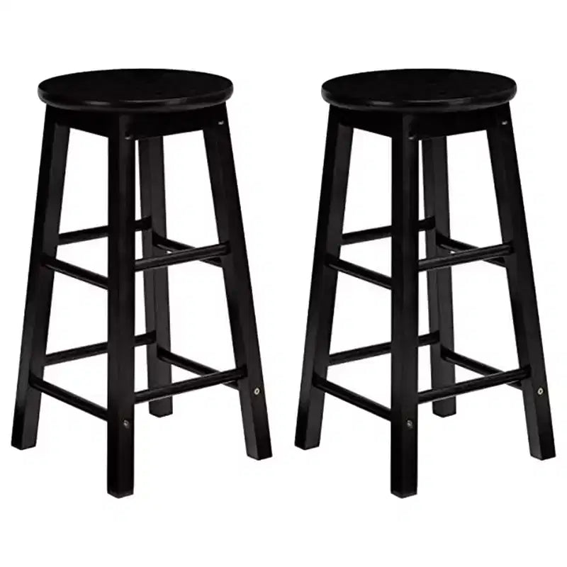 PJ Wood Tabourets de cuisine classiques ronds de 73,66 cm de haut, noirs (lot de 10)