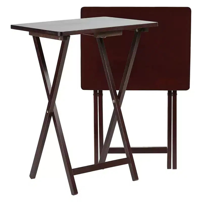 Table d'appoint pliante portable PJ Wood pour plateau TV, expresso (lot de 8 pièces)