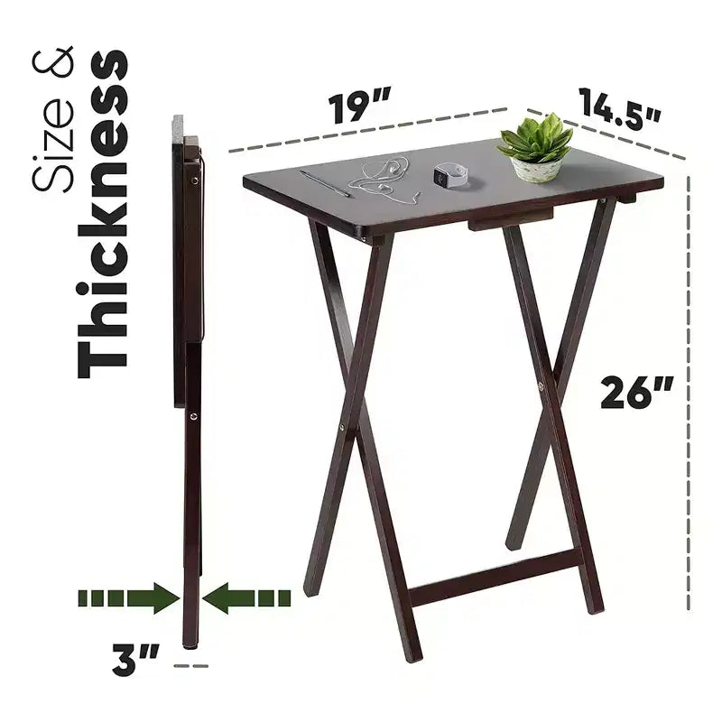 Table d'appoint pliante portable PJ Wood pour plateau TV, expresso (lot de 8 pièces)