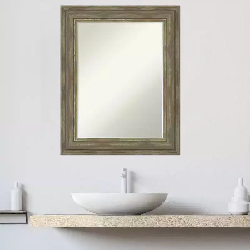 Miroir mural de salle de bain Amanti Art Alexandria Petite avec cadre en bois biseauté