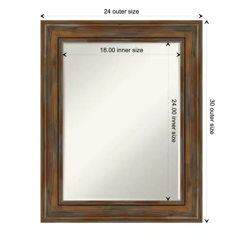 Miroir mural de salle de bain Amanti Art Alexandria Petite avec cadre en bois biseauté