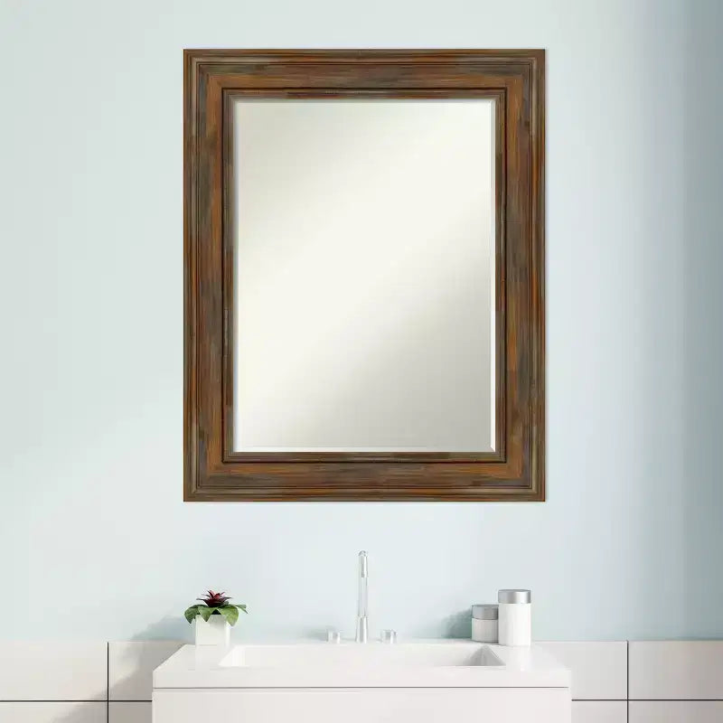 Miroir mural de salle de bain Amanti Art Alexandria Petite avec cadre en bois biseauté