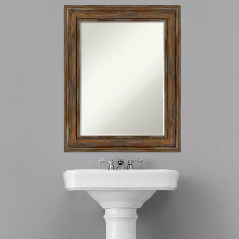 Miroir mural de salle de bain Amanti Art Alexandria Petite avec cadre en bois biseauté