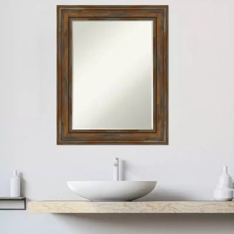Miroir mural de salle de bain Amanti Art Alexandria Petite avec cadre en bois biseauté