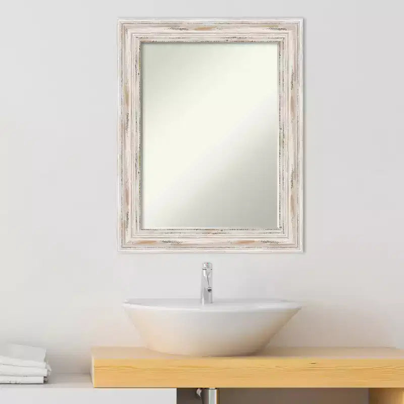 Miroir mural de salle de bain Amanti Art Alexandria Petite avec cadre en bois biseauté