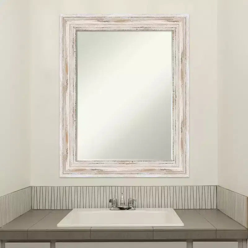 Miroir mural de salle de bain Amanti Art Alexandria Petite avec cadre en bois biseauté
