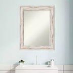 Miroir mural de salle de bain Amanti Art Alexandria Petite avec cadre en bois biseauté