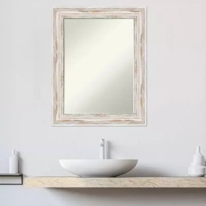 Miroir mural de salle de bain Amanti Art Alexandria Petite avec cadre en bois biseauté