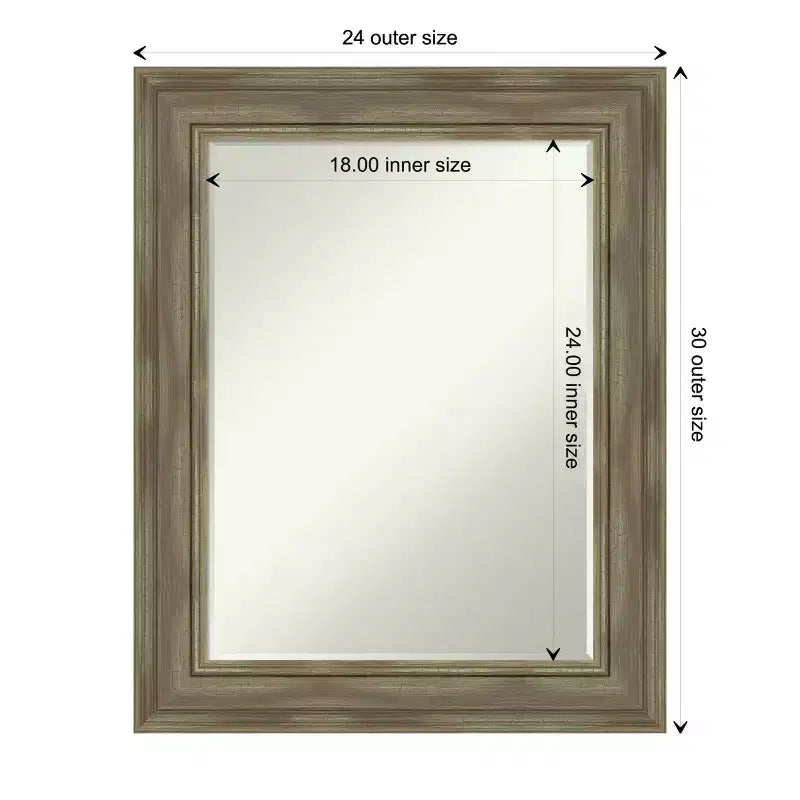 Miroir mural de salle de bain Amanti Art Alexandria Petite avec cadre en bois biseauté