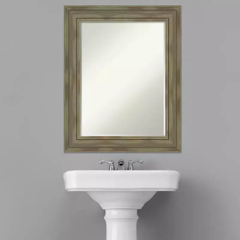 Miroir mural de salle de bain Amanti Art Alexandria Petite avec cadre en bois biseauté