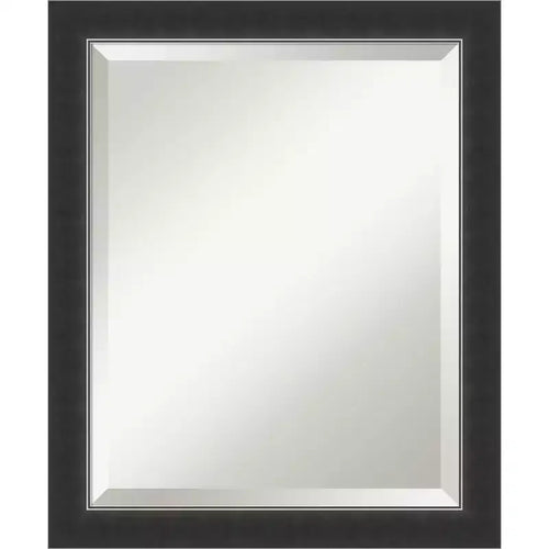 Amanti Art Corvino Black Narrow Beveled Wood Bathroom Wall Mirror