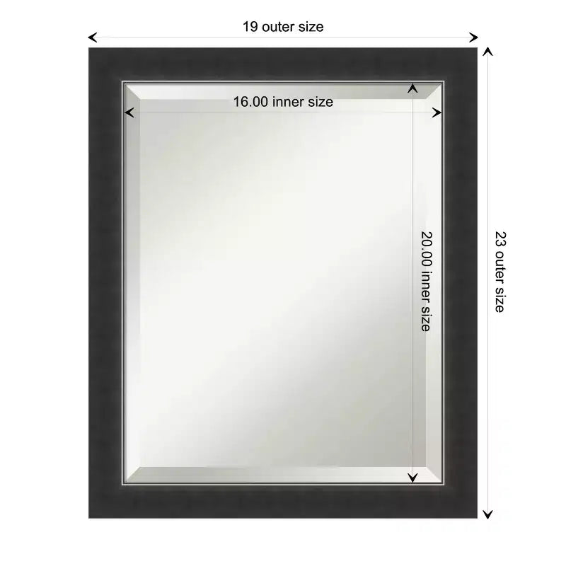 Miroir mural de salle de bain biseauté en bois étroit noir Corvino de Amanti Art