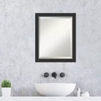 Miroir mural de salle de bain biseauté en bois étroit noir Corvino de Amanti Art
