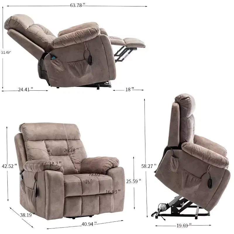 Fauteuil inclinable de massage électrique avec fonction chauffante et poche latérale - ModernLuxe