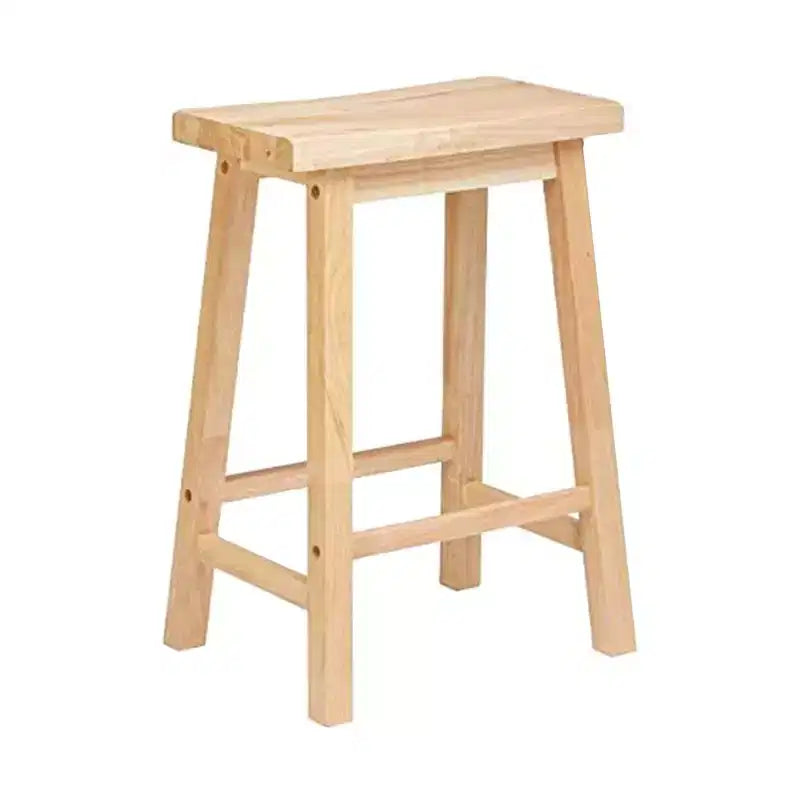 Tabouret de cuisine classique PJ Wood, hauteur 73,66 cm, avec assise en forme de selle, pour maisons, salles à manger et bars, sans dossier, 4 pieds carrés, naturel (paquet de 5)