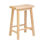 Tabouret de cuisine classique PJ Wood, hauteur 73,66 cm, avec assise en forme de selle, pour maisons, salles à manger et bars, sans dossier, 4 pieds carrés, naturel (paquet de 5)