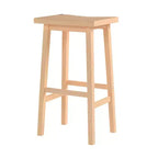 Tabouret de cuisine classique PJ Wood, hauteur 73,66 cm, avec assise en forme de selle, pour maisons, salles à manger et bars, sans dossier, 4 pieds carrés, naturel (paquet de 5)