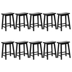 PJ Wood Classic Saddle-Seat 24 Tall Kitchen Counter Stools for Homes, Dining Spaces, and Bars w/Backless Seats, 4 Square Legs, Black (Set of 10)