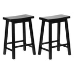 Tabourets de cuisine classiques PJ Wood de 24 po de haut avec assise en selle pour maisons, salles à manger et bars, sans dossier, pieds carrés, noirs (ensemble de 10)