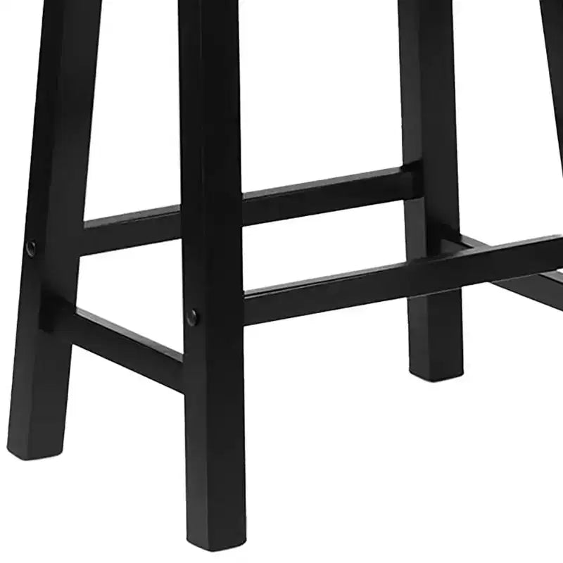 Tabourets de cuisine classiques PJ Wood de 24 po de haut avec assise en selle pour maisons, salles à manger et bars, sans dossier, pieds carrés, noirs (ensemble de 10)