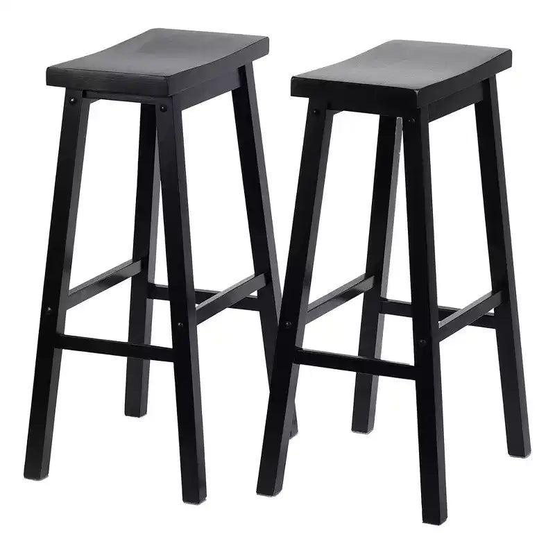 Tabourets de bar PJ Wood Classic Saddle Seat 74 cm, noir (lot de 8)