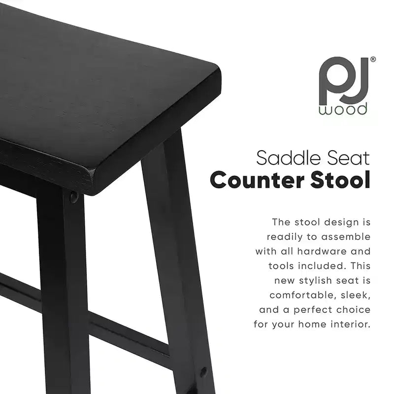 Tabourets de bar PJ Wood Classic Saddle Seat 74 cm, noir (lot de 8)