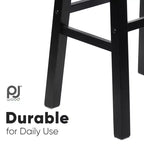 Tabourets de bar PJ Wood Classic Saddle Seat 74 cm, noir (lot de 8)