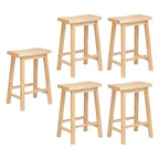 PJ Wood Classic Saddle Seat 24'' Kitchen Bar Counter Stool with Backless Seat & 4 Square Legs, for Homes, Dining Spaces, and Bars, Natural (5 Pack)