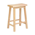 Tabouret de bar/comptoir de cuisine classique PJ Wood avec assise de 24 pouces, sans dossier et 4 pieds carrés, pour les maisons, les salles à manger et les bars, naturel (lot de 5)