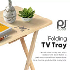 PJ Wood Table plateau TV portable et pliable avec finition naturelle (Lot de 4)