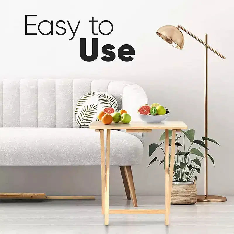 PJ Wood Table plateau TV portable et pliable avec finition naturelle (Lot de 4)