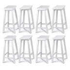 PJ Wood Classic Saddle Seat 24 Inch Tall Kitchen Counter Stools, White (8 Pack)
