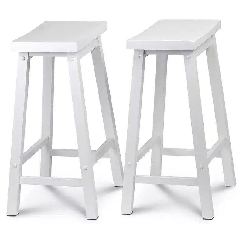 Tabourets de bar PJ Wood Classic Saddle Seat de 61 cm de haut pour comptoir de cuisine, blanc (paquet de 8)