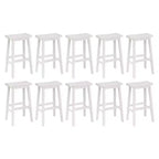 PJ Wood Classic 29 Inch Saddle Seat Kitchen Bar Counter Stool, White (10 Pack)