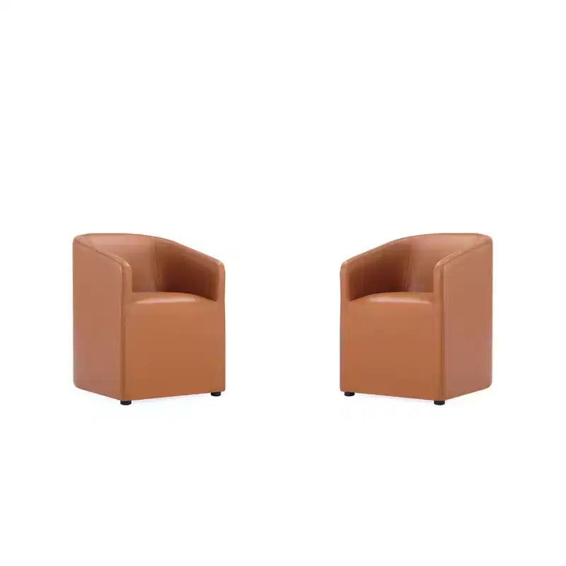 Lot de 2 fauteuils de salle à manger modernes ronds en similicuir Anna - Manhattan Comfort