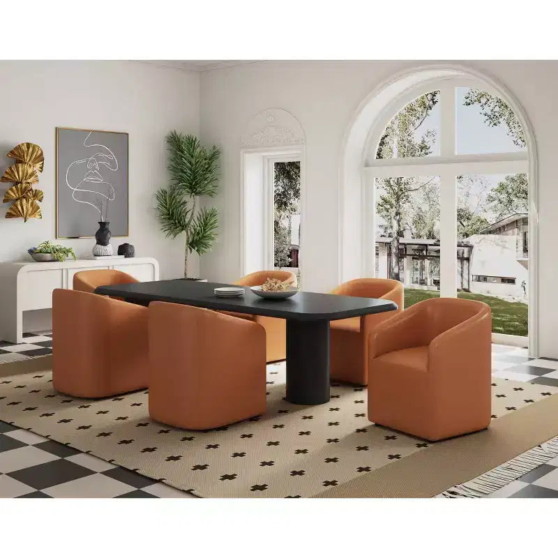 Lot de 2 fauteuils de salle à manger modernes ronds en similicuir Anna - Manhattan Comfort