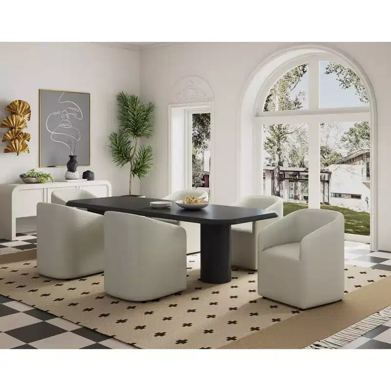Lot de 2 fauteuils de salle à manger modernes ronds en similicuir Anna - Manhattan Comfort