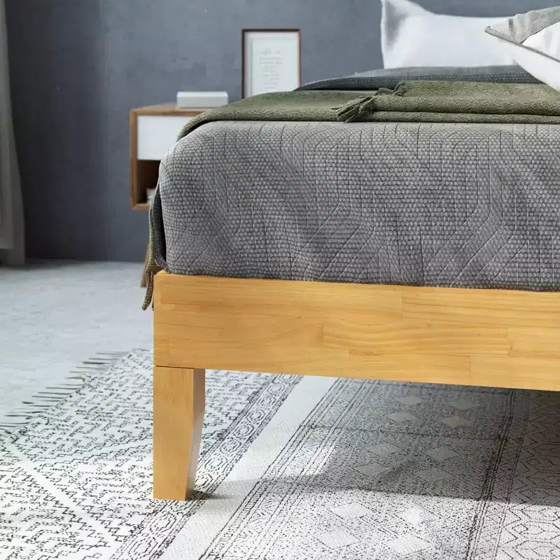 Cadre de lit plateforme Moiz 14 Deluxe en bois naturel - Zinus