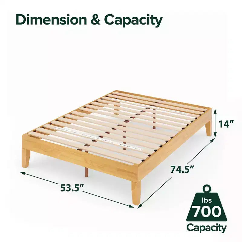 Cadre de lit plateforme Moiz 14 Deluxe en bois naturel - Zinus