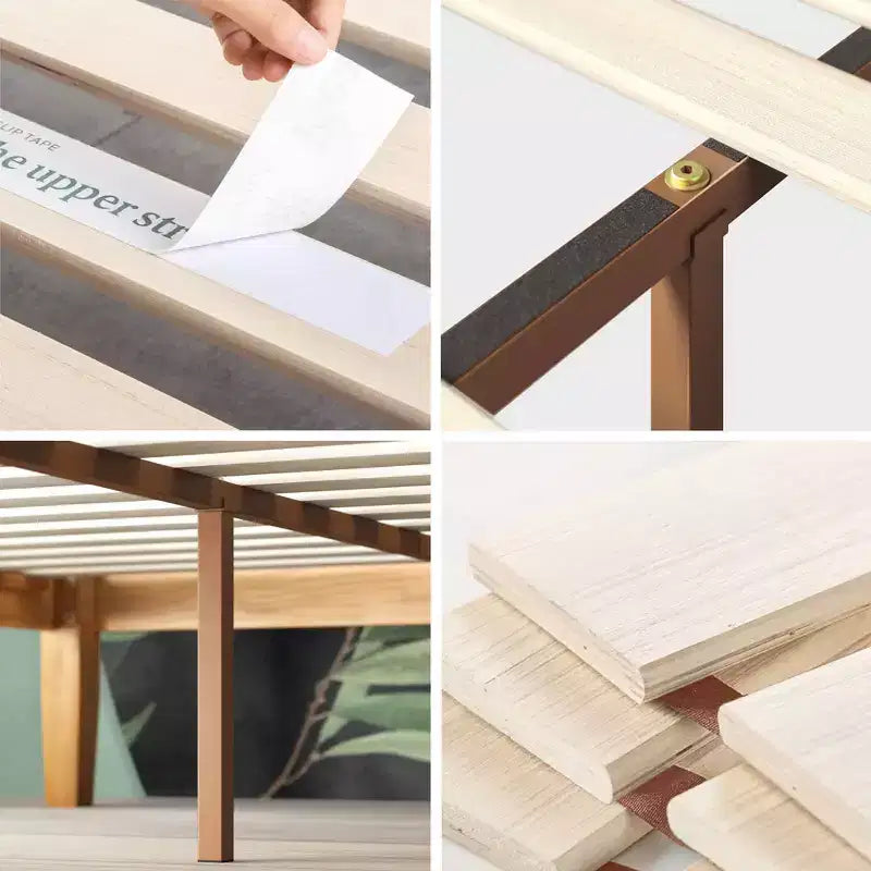 Cadre de lit plateforme Moiz 14 Deluxe en bois naturel - Zinus