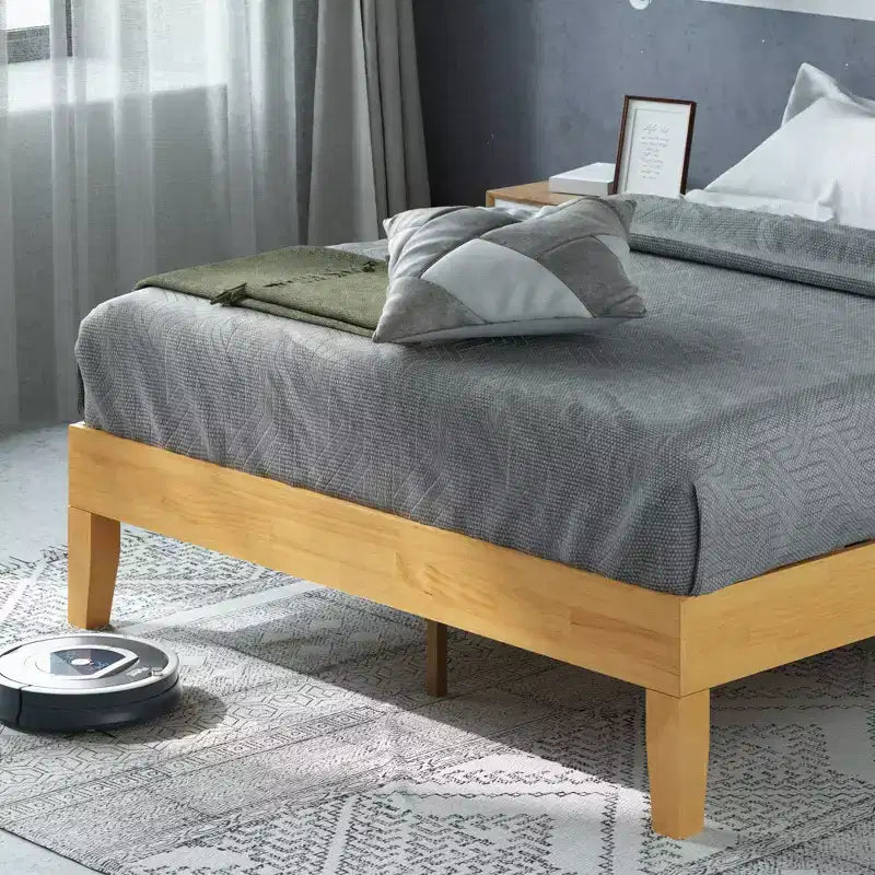 Cadre de lit plateforme Moiz 14 Deluxe en bois naturel - Zinus