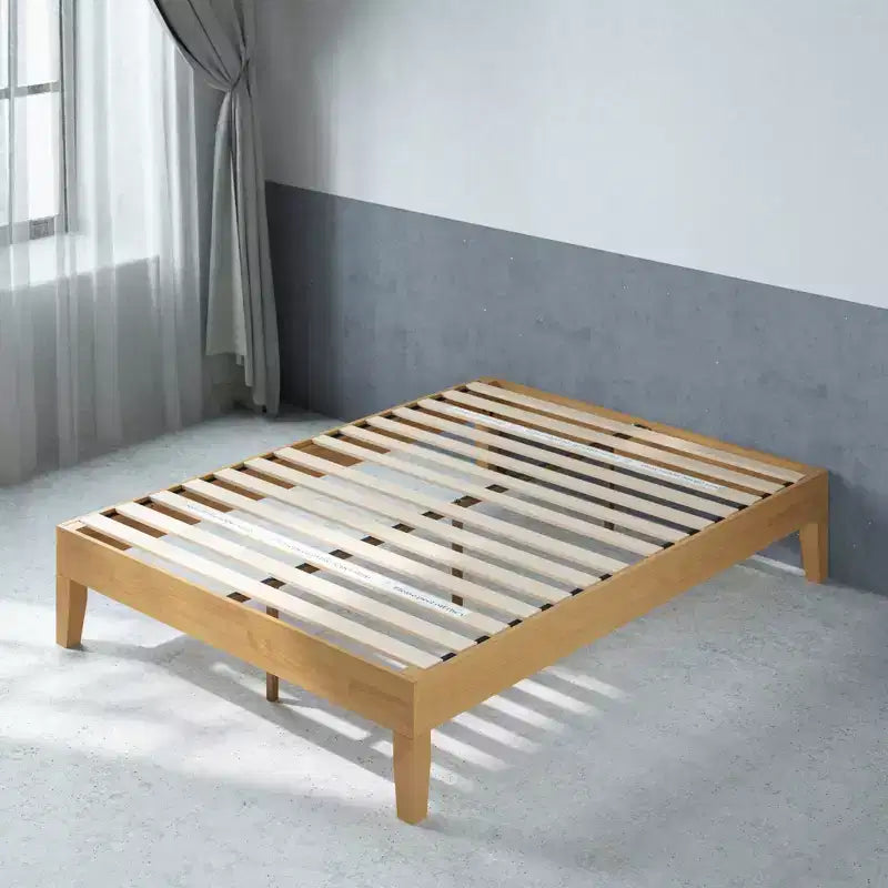 Cadre de lit plateforme Moiz 14 Deluxe en bois naturel - Zinus