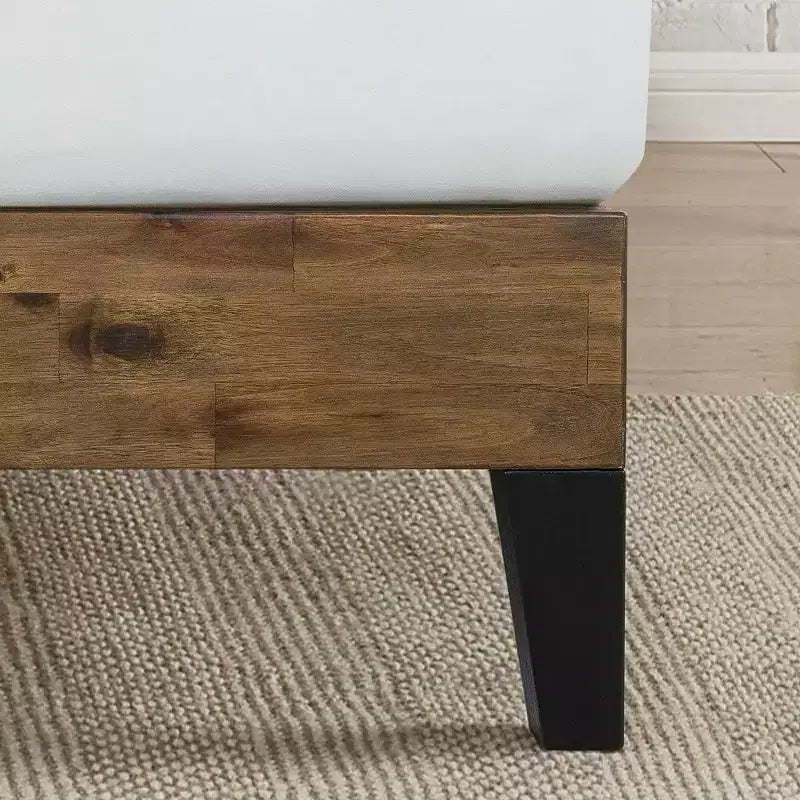 Lit plateforme Tonja Wood avec tête de lit marron - Zinus