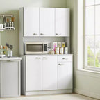 HOMCOM Buffet sur pied 180 cm avec huche, garde-manger de cuisine, armoire avec 6 portes, 3 étagères réglables et 1 tiroir