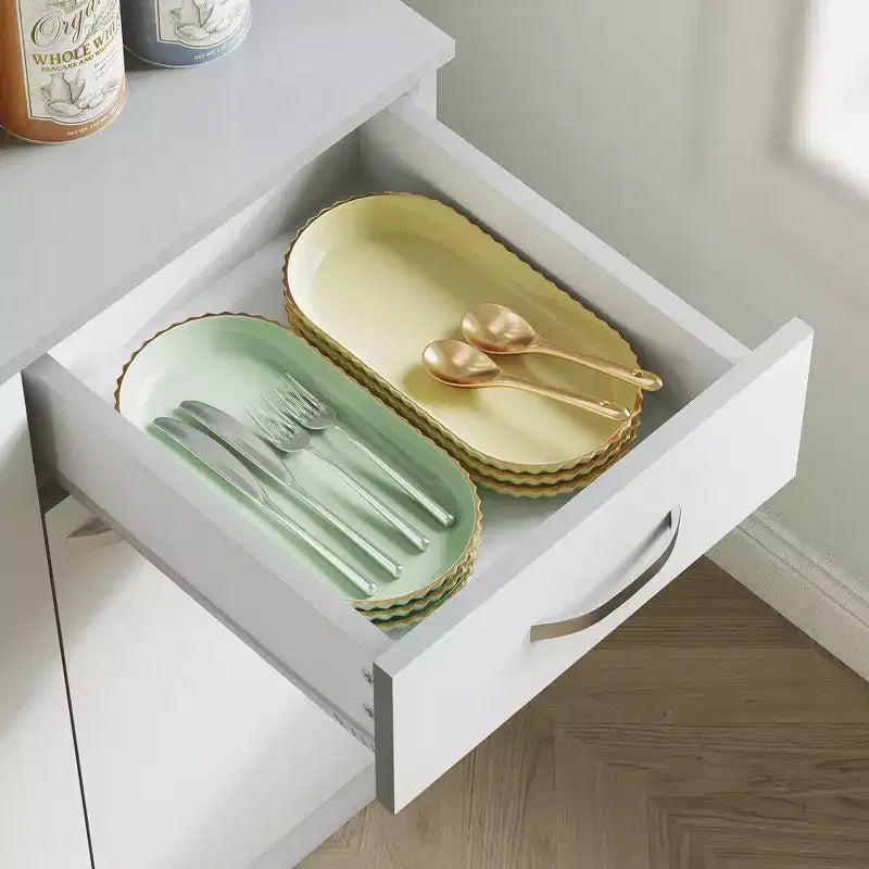 HOMCOM Buffet sur pied 180 cm avec huche, garde-manger de cuisine, armoire avec 6 portes, 3 étagères réglables et 1 tiroir