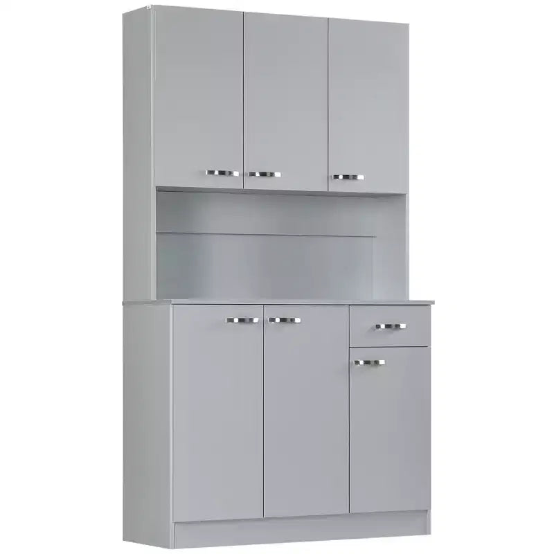 HOMCOM Buffet sur pied 180 cm avec huche, garde-manger de cuisine, armoire avec 6 portes, 3 étagères réglables et 1 tiroir